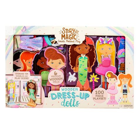 Tale magical wooden dolls with tin